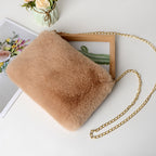Women's Plush Briefcase Square Chain File Bag