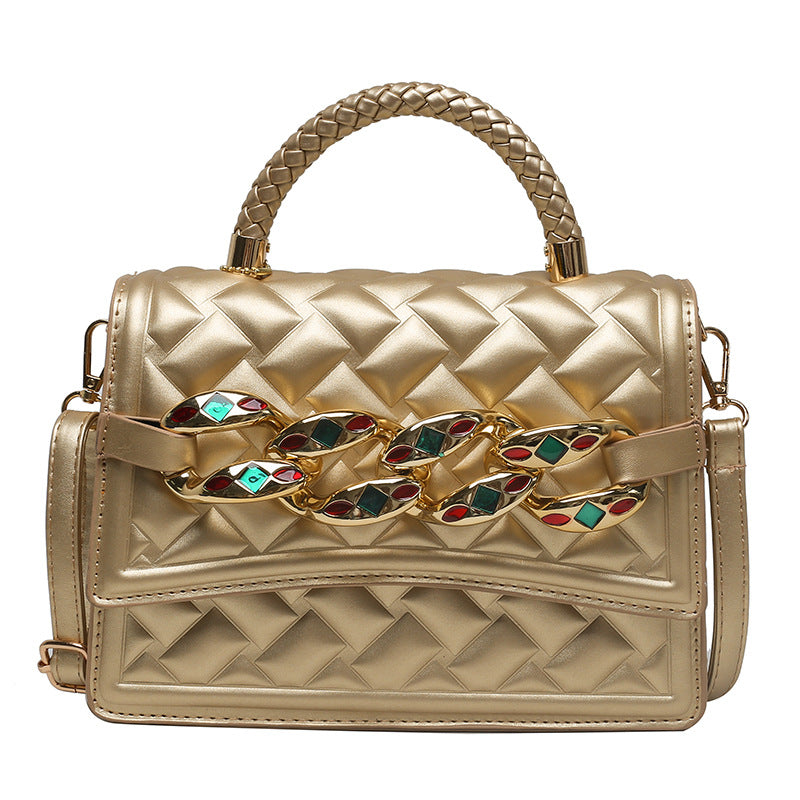 Vintage Diamond Color Diamond Chain Shoulder Bag