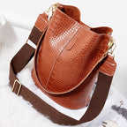 Wide Shoulder Strap Leather Shoulder Bag