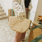 Seaside Holiday Woven One Shoulder All Match Straw handBag