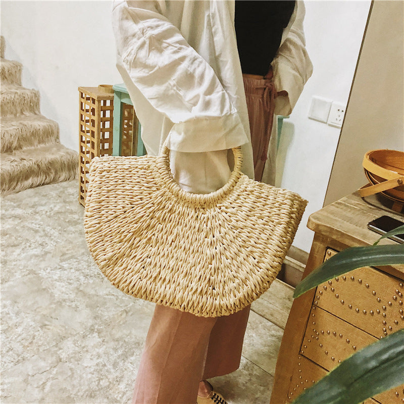 Seaside Holiday Woven One Shoulder All Match Straw handBag
