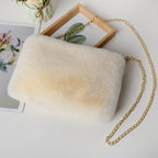 Women's Plush Briefcase Square Chain File Bag