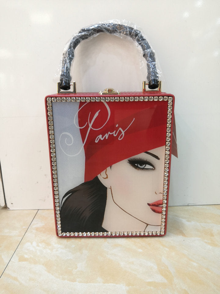 Fashion Printed Pattern Handbag Acrylic Female Bag