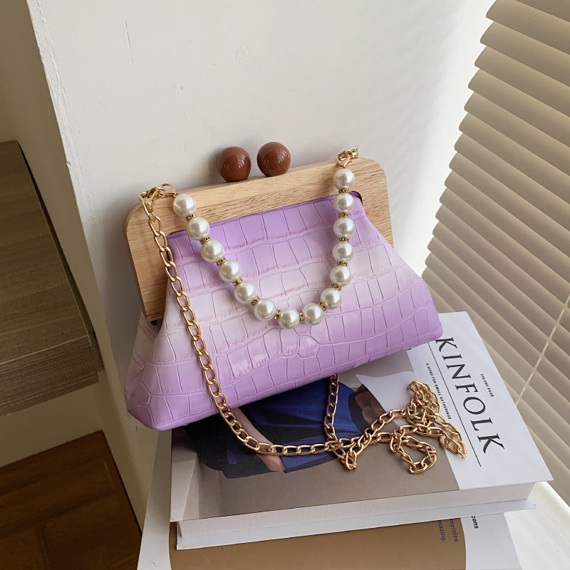 Stone Pattern Pearl One-shoulder Messenger Small Square Bag