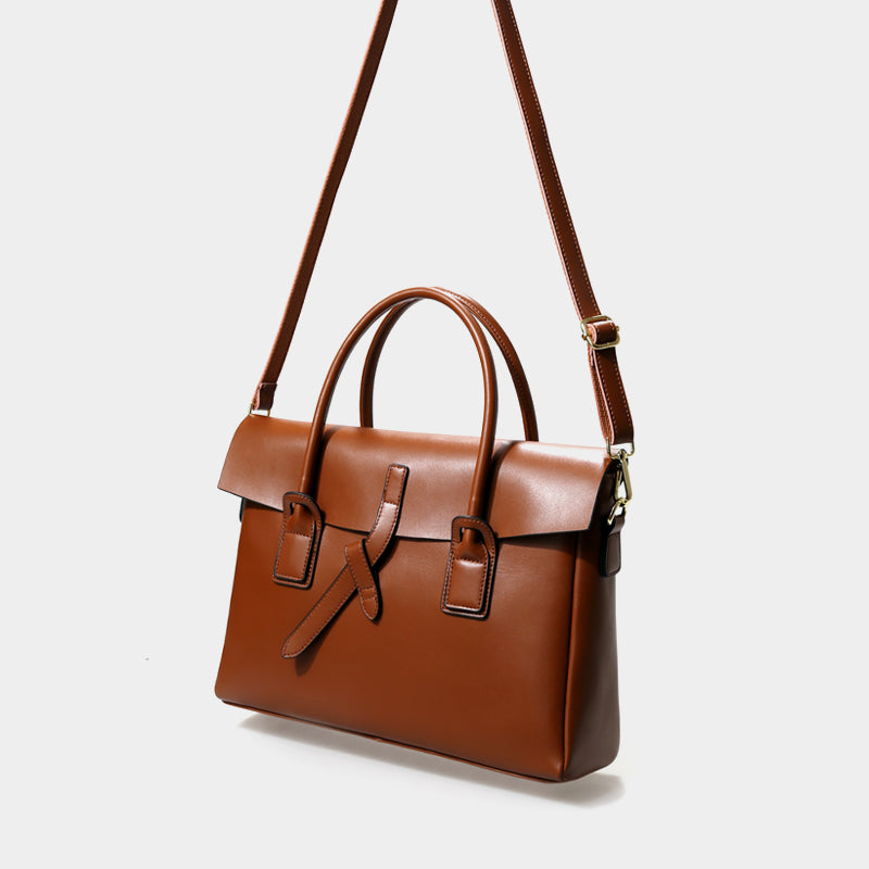 Leather Commuter Handbag Business Computer Briefcase A4 Document Bag