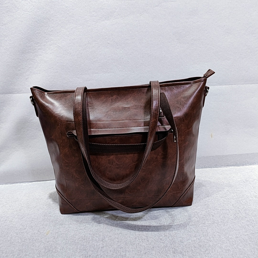 Vintage Vegetable Soft Oil Waxed Shoulder Crossbody Bag