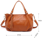 Women's portable diagonal cross-body sling bucket top layer cowhide leather handbag