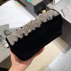 Velvet handBag With Diamond Handle