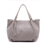 Women's portable diagonal cross-body sling bucket top layer cowhide leather handbag