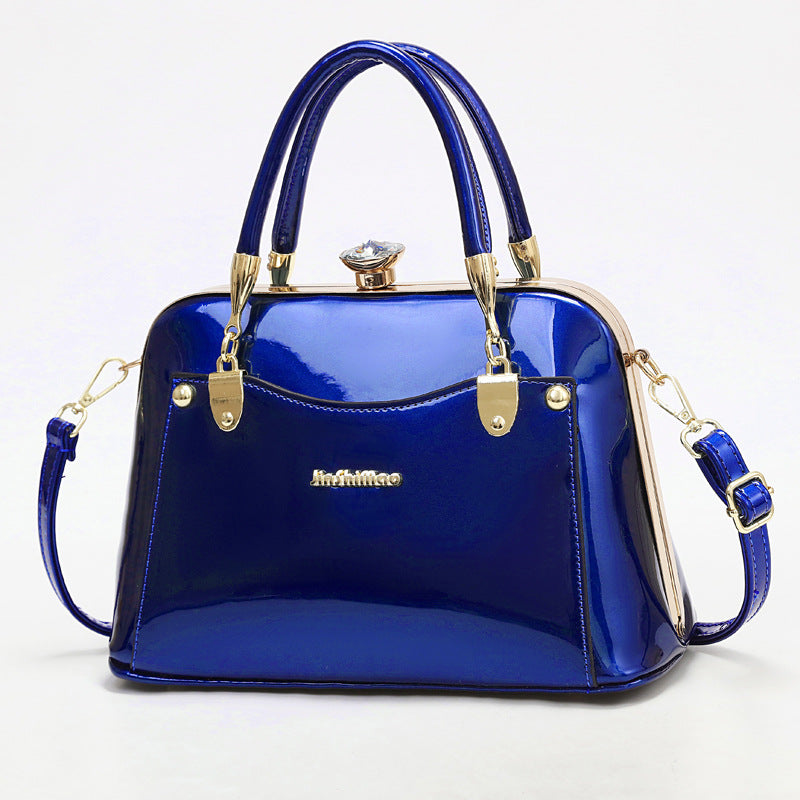 New Popular Bright Leather Steel Frame Fashion Handbag