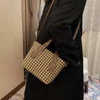 Retro Women's New Western Style Messenger Bag Houndstooth