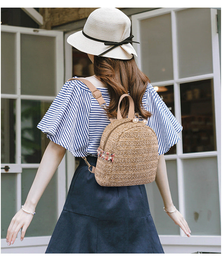 Versatile Fashion Woven Mini Backpack Casual