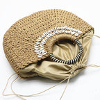 Hand-stitched shell bag round handbag