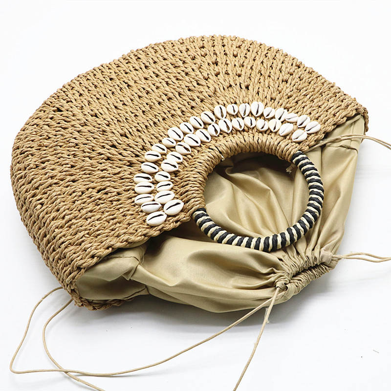 Hand-stitched shell bag round handbag