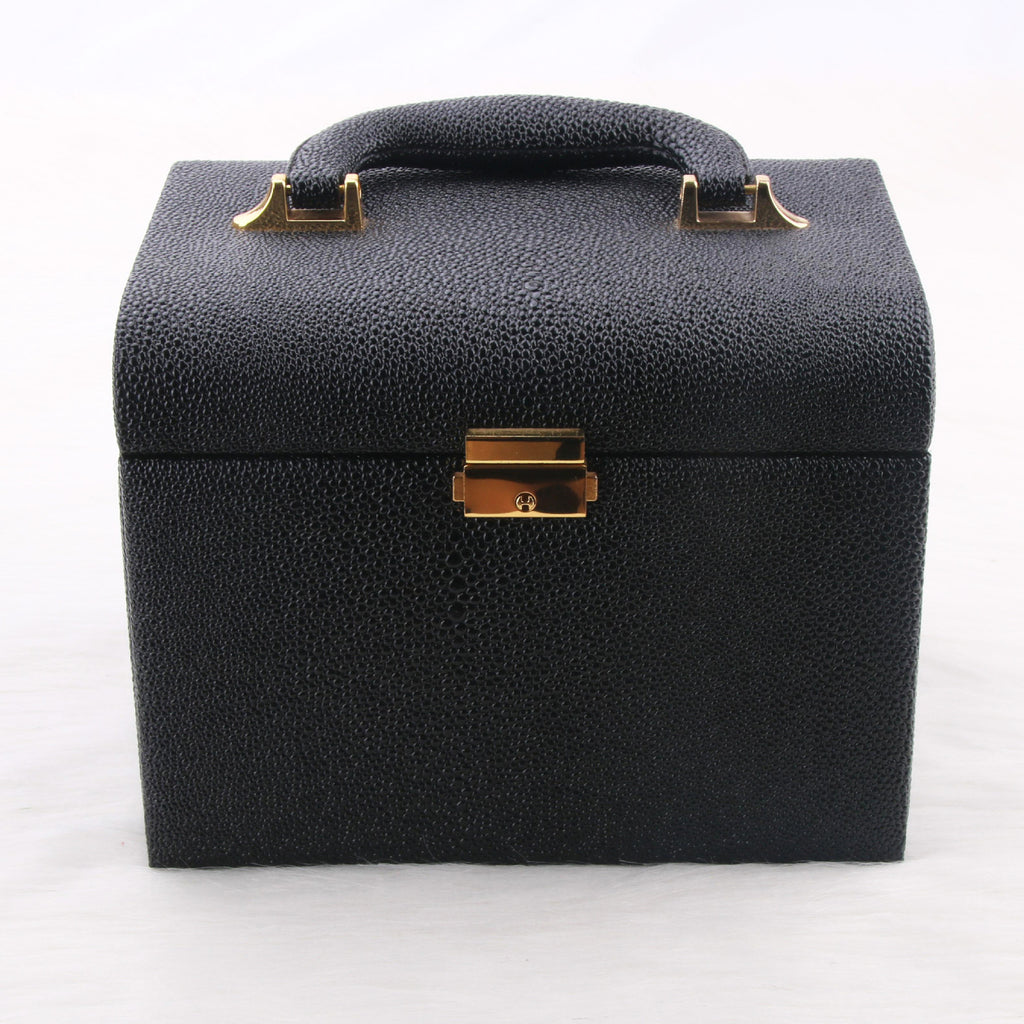 Cosmetic Storage Box Dustproof PU Leather Large Capacity Creative