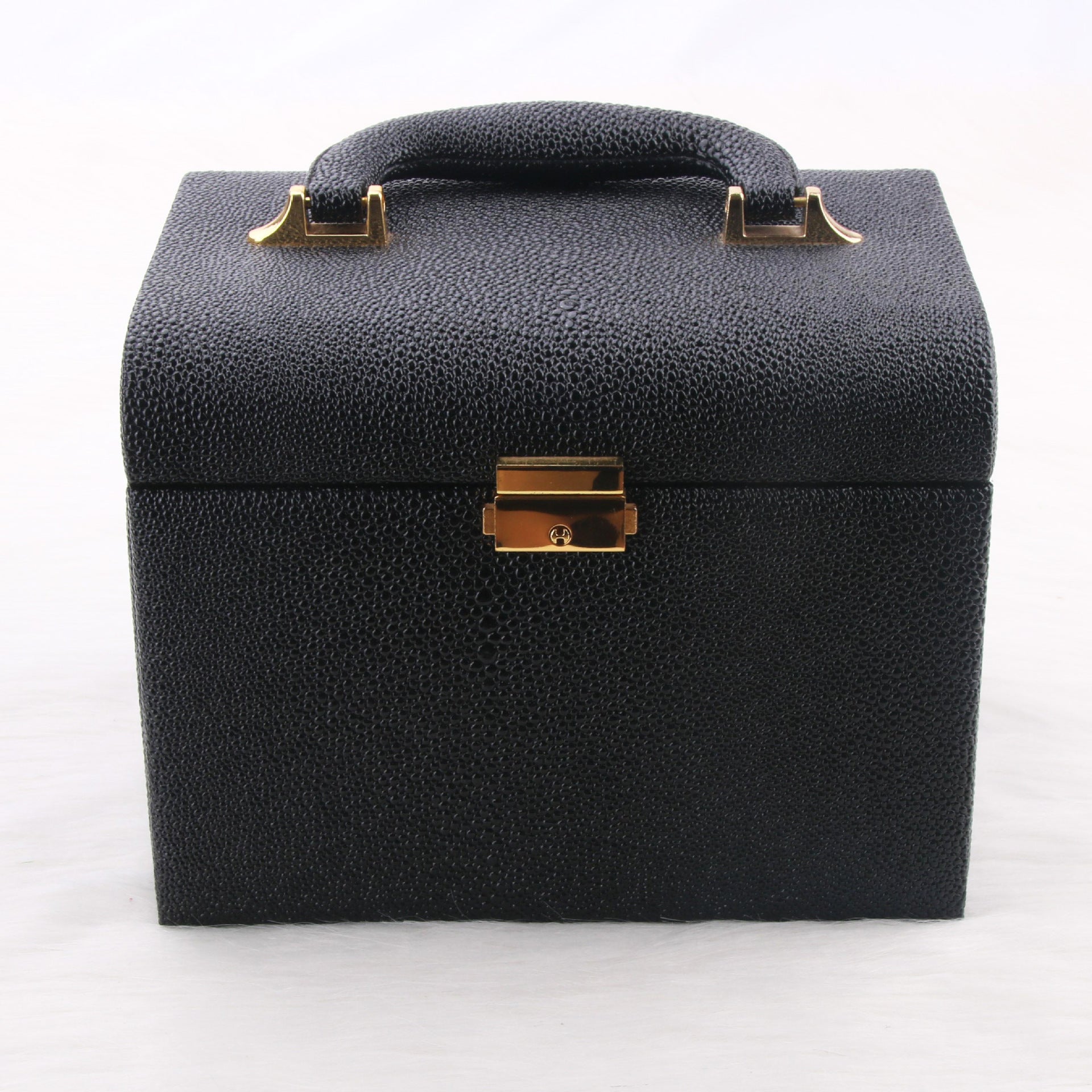 Cosmetic Storage Box Dustproof PU Leather Large Capacity Creative
