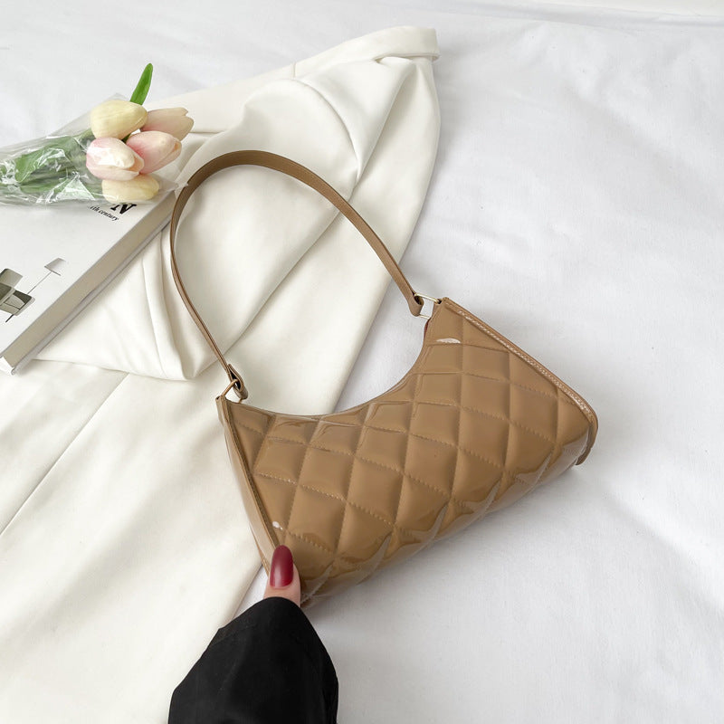 Women's New Fashionable Patent Leather Rhombus Shoulder Bag