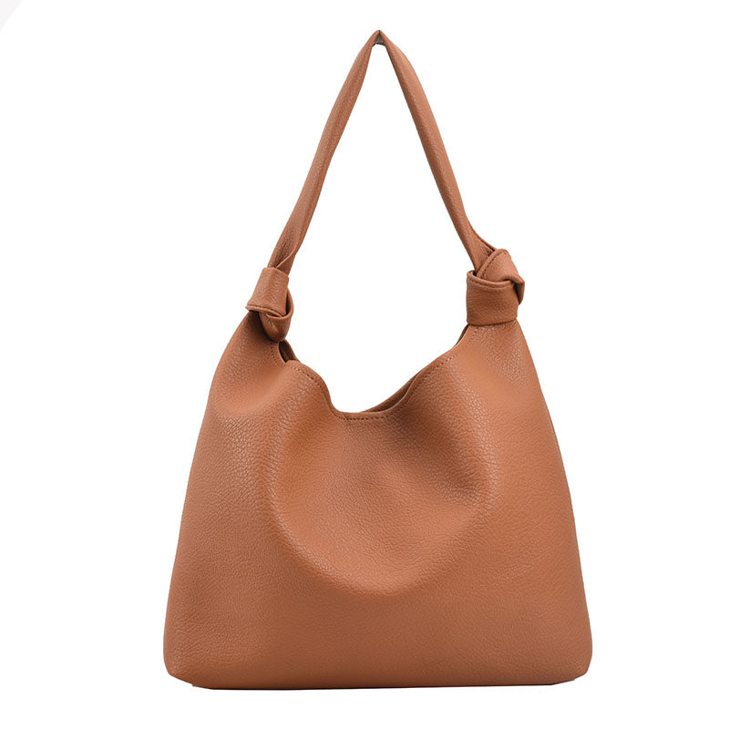 Bucket Shoulder Side Trend Simple Big Handbags PU Leather Totes