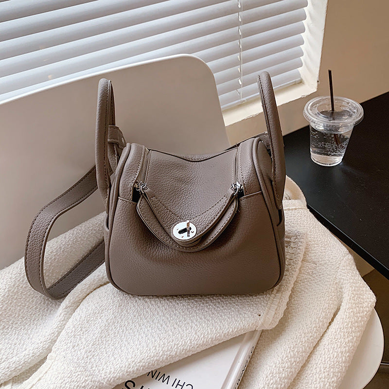 Lychee Crossbody Solid Color Tote Ladies Bag
