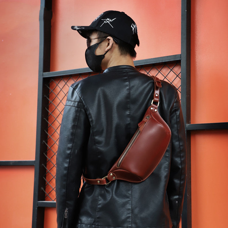 Genuine Leather Chest Bag Cross-body Casual Top Layer Cow Leather Retro
