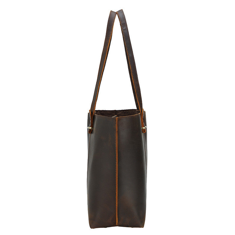 Vintage Large Capacity shoulder bag Top Layer Cowhide