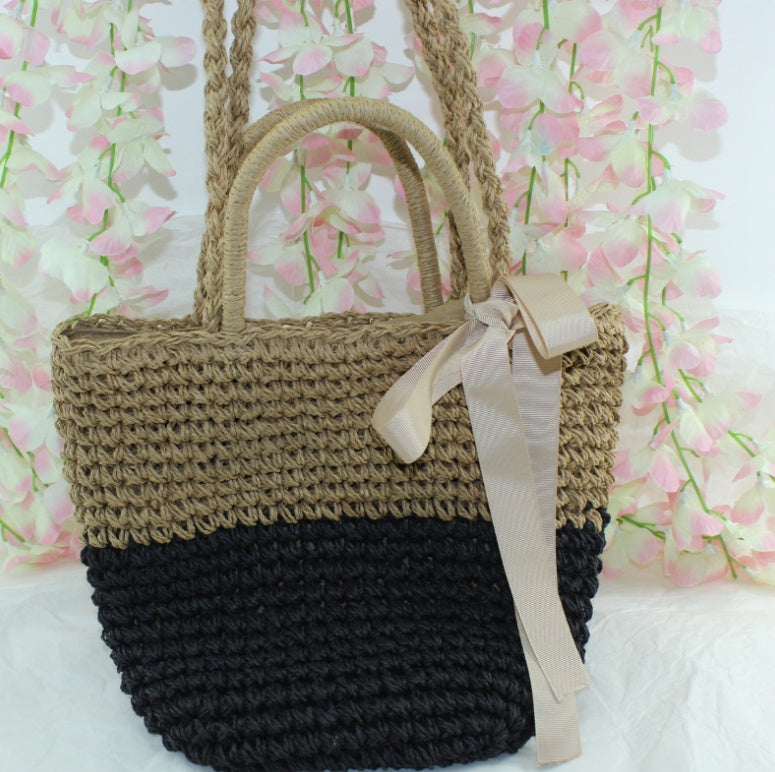 New straw bag shoulder portable handbags beach woven straw bag version of the tide female fire package