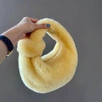 Ladies Hand Lamb Wool Knotted Cloud handBag