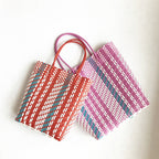 Plastic Hand Braided Stripe Shopping Shoulder Bag
