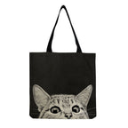 Cartoon Cute Cat Printed Cotton And Linen Shopping Bag