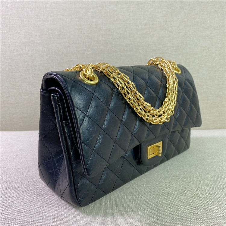 New Top Layer Cowhide Bursting Cracked Rhombus Women's shoulder Bag