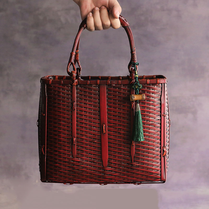 Bamboo Weaving Literary Youth Ceremony Storage Handbag
