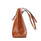 New fashion leather handbag shoulder cowhide shopping bag leather bag is simple and practical, portable