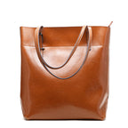 New fashion leather handbag shoulder cowhide shopping bag leather bag is simple and practical, portable