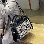 Handbag With Rhinestone Large Capacity Slung Over One Shoulder