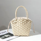 Boho Straw Bag With Drawstring Handle