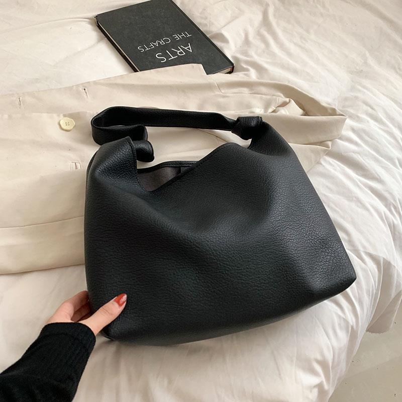 Bucket Shoulder Side Trend Simple Big Handbags PU Leather Totes