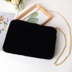 Women's Plush Briefcase Square Chain File Bag