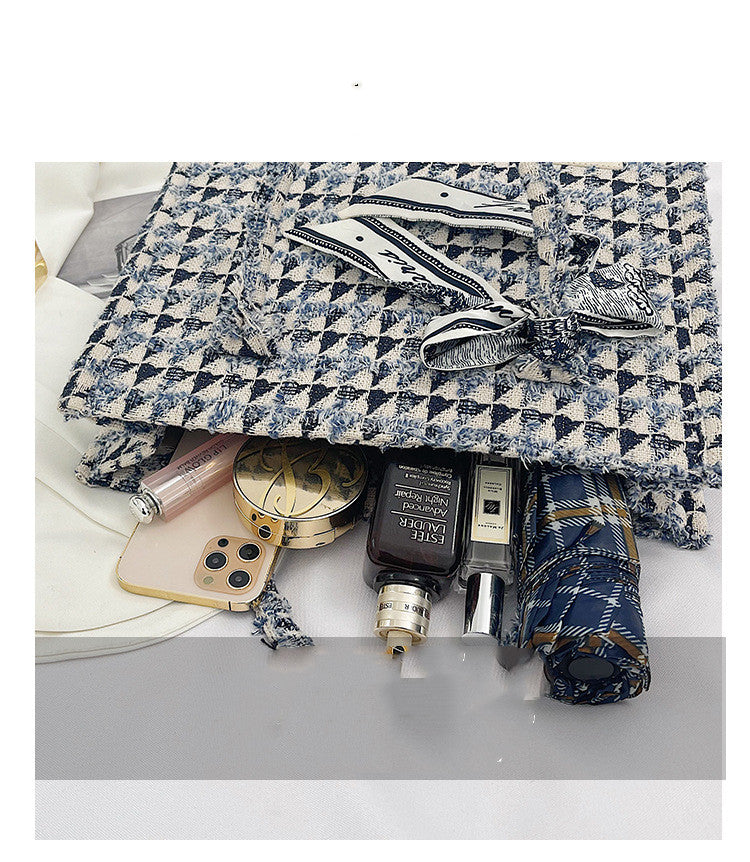 Textured Plaid Commuter Canvas Large Capacity handbag
