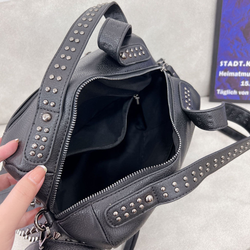 Solid Color Large Horizontal Square Rivet Bag