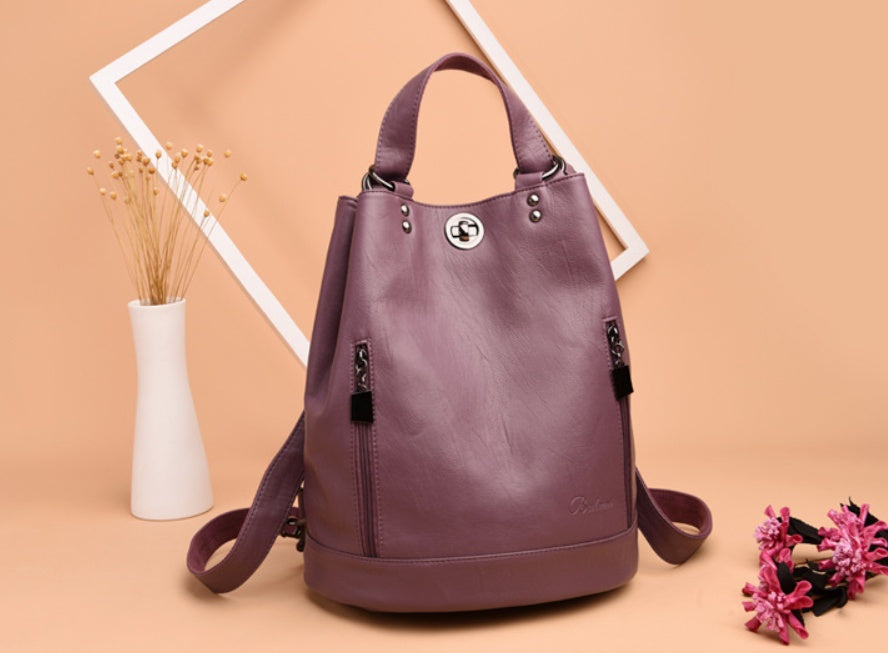 PU leather bucket bag pack