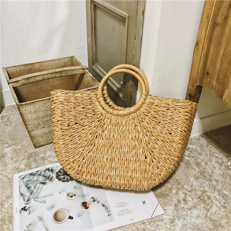 Seaside Holiday Woven One Shoulder All Match Straw handBag
