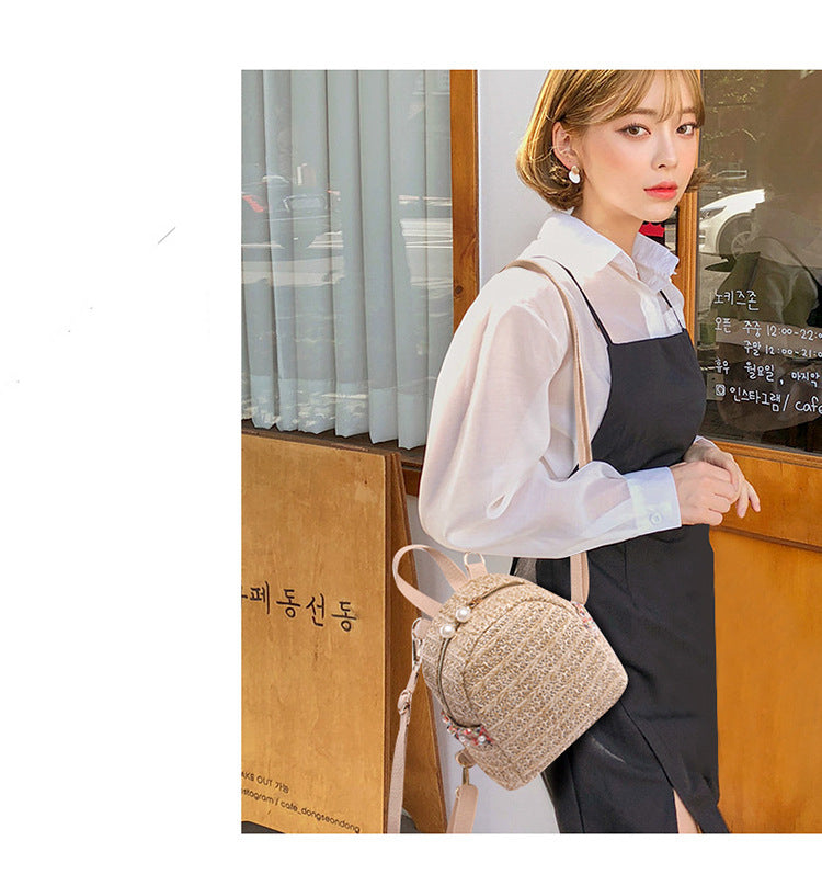 Versatile Fashion Woven Mini Backpack Casual