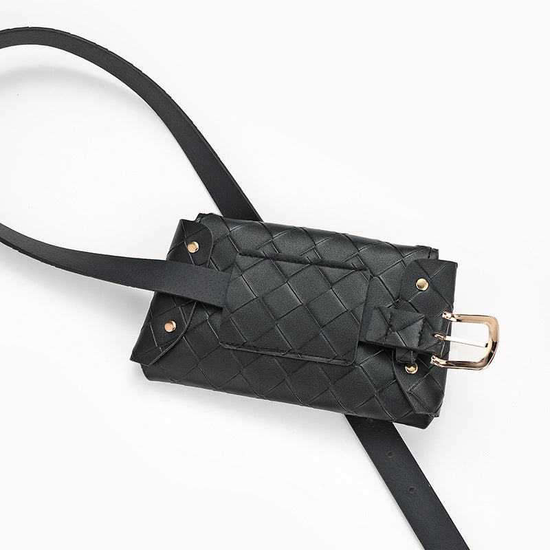 Plaid Leisure Decorative Chain Waist Bag
