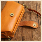 Tanned Leather Small Mouth Gold Shoulder Bag