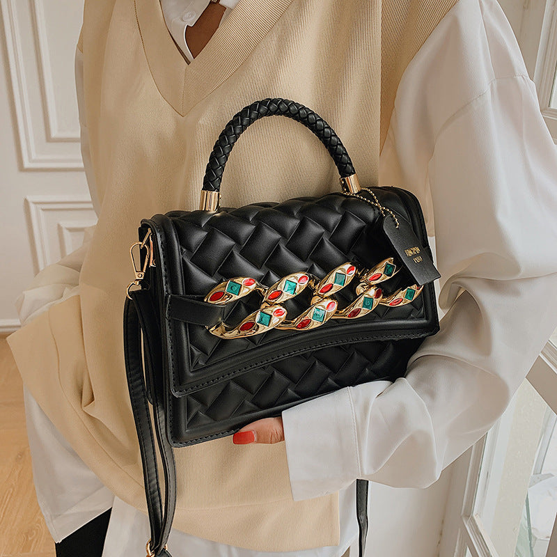Vintage Diamond Color Diamond Chain Shoulder Bag
