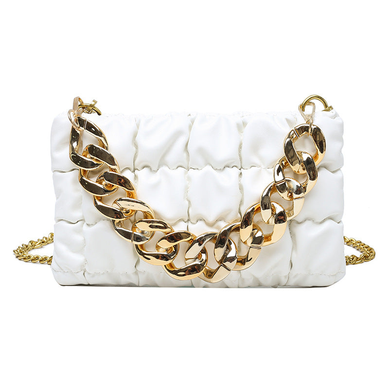 European And American Lattice Thick Chain Portable Small Square Bag