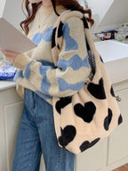 Autumn And Winter New Love Plush One Shoulder Tote Bag