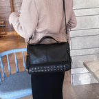 Oil Leather Handbag Shoulder Bag Personality Rivet Crossbody
