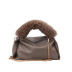 Fashion Solid Color One-shoulder Chain Plush Handbag