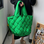 New Autumn And Winter Down-filled Woven Stitching Female Bag